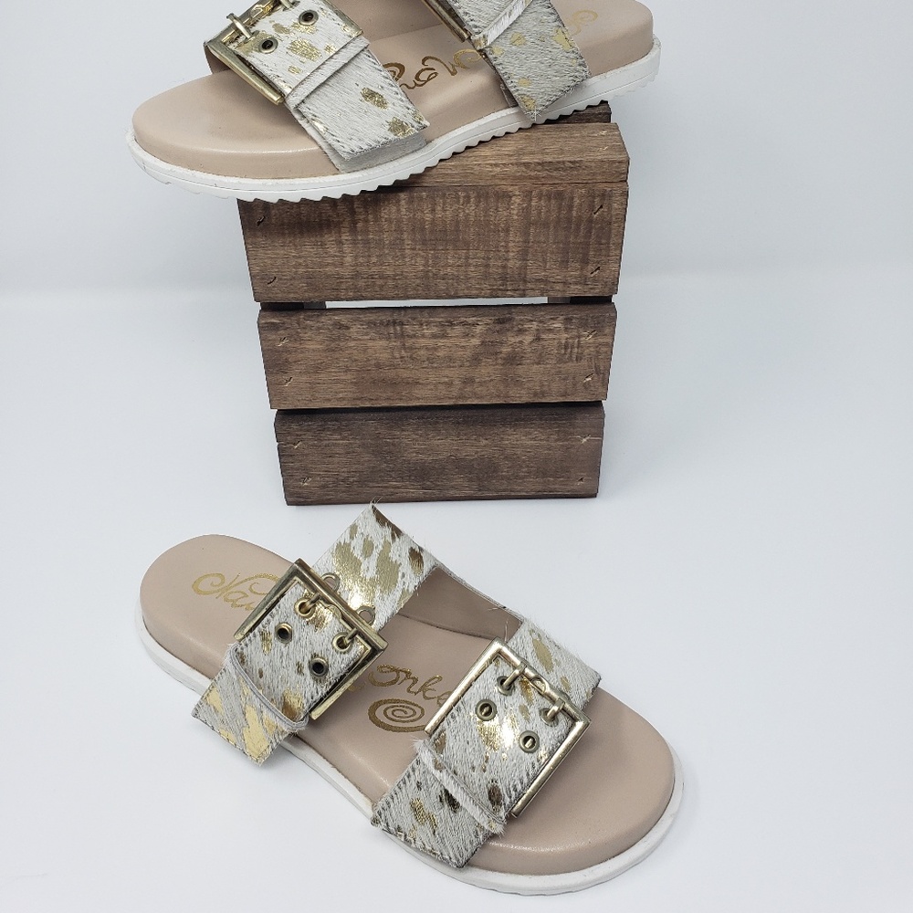 Double Strap with Adjustable Buckle Slip On Sandal